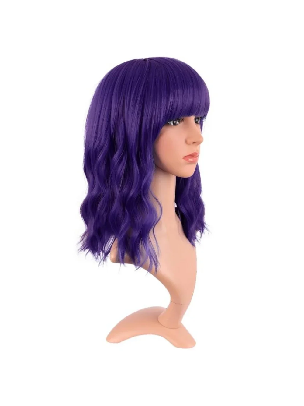 Women's Dark Purple 14 Inch Fresh Bright Synthetic Ordinary Short Wavy Curly Wig